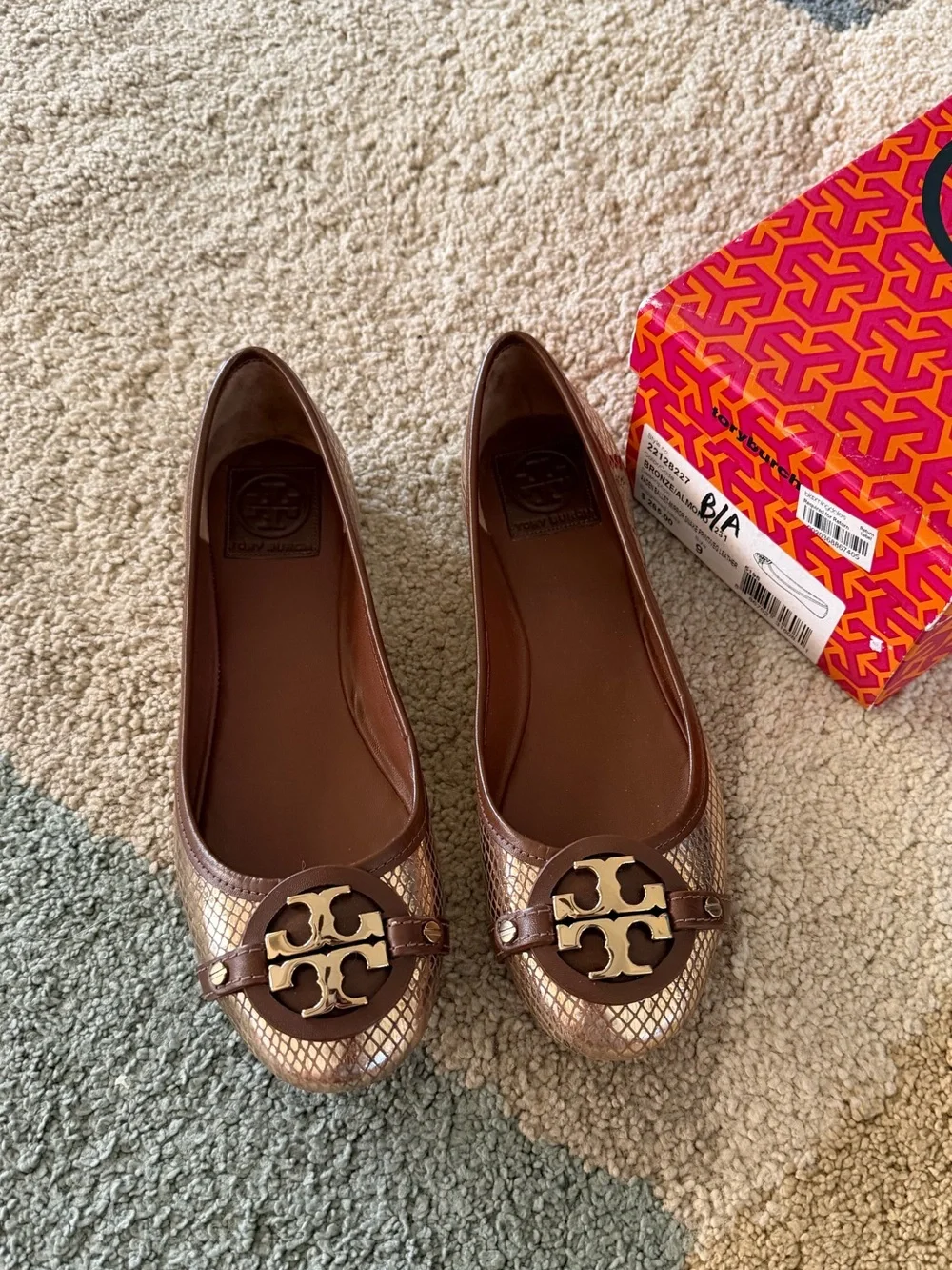 Tory Burch Aaden Ballet Mirror Snake Print Flats